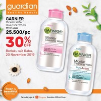 Untuk mendapatkan skincare yang diskon, Anda juga bisa mengunjungi gerai Guardian terdekat. Beragam produk yang sedang susut harga hingga 30%, seperti sunblock LOreal, scrub St. Ives, hingga micellar water Garnier. Foto: Twitter/Istimewa