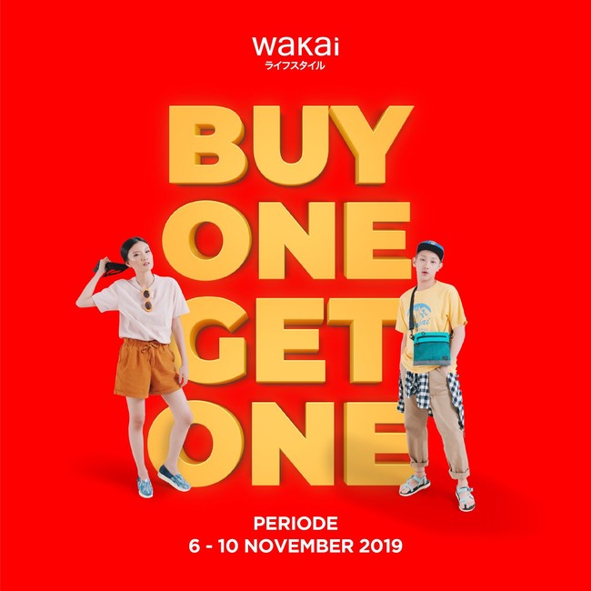 Sedangkan untuk sepatu, Anda bisa mampir ke gerai Wakai yang tengah merayakan tahun ketujuhnya. Anda pun bisa mendapati BUY 1 GET 1 dan tambahan diskon 5%. Promo yang berlaku hingga tanggal 10 November itu berlaku di semua toko. Foto: Twitter