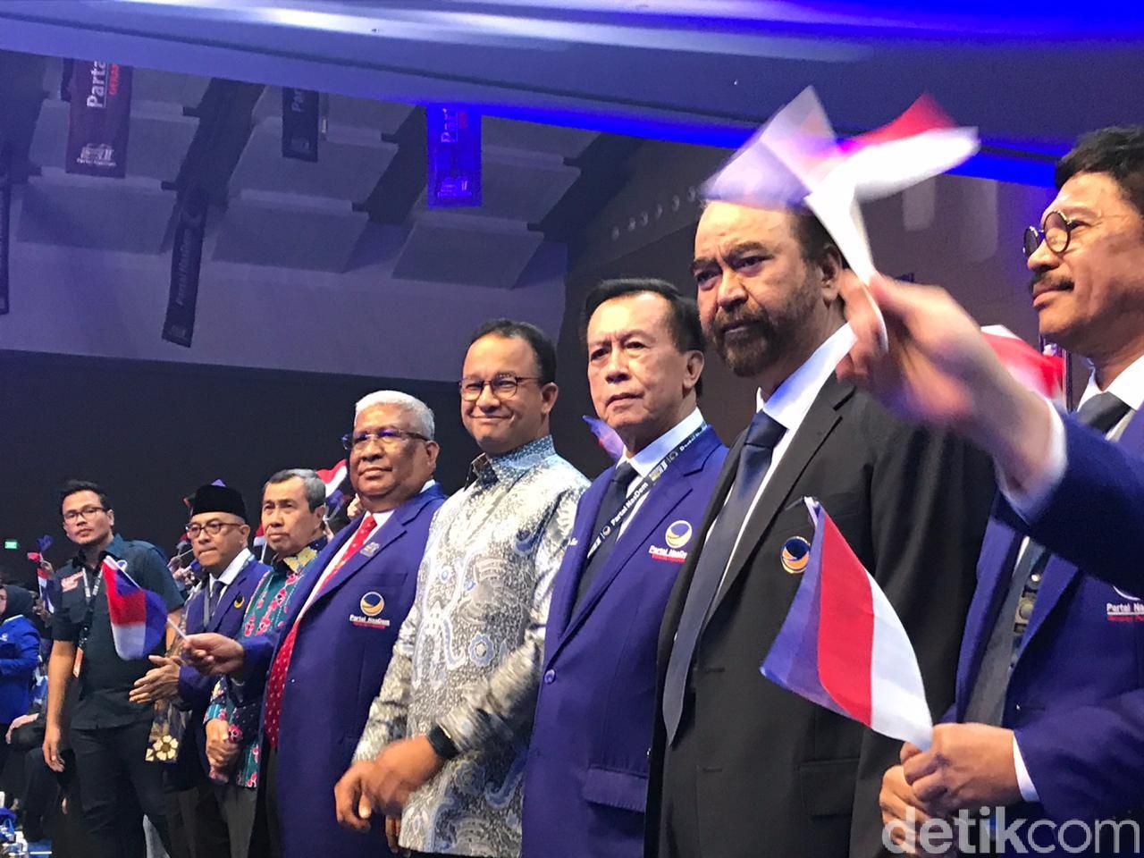 Anies dan Surya Paloh di pembukaan Kongres NasDem (Rolando/detikcom)