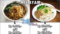 Sama-sama mie ayam, tapi kalau sudah disajikan di tempat berbeda, harganya juga jadi beda. Gimana nih menurutmu? Foto: Istimewa