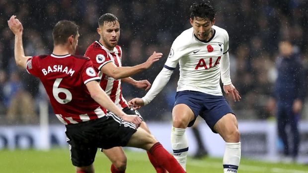 Son Heung-min mencetak satu-satunya gol Tottenham ke gawang Sheffield. (