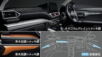 Di dalam, Raize Modellista mendapatkan set panel trim interior yang tersedia dalam warna serat kayu abu-abu atau coklat. Ada juga satu set panel yang terlihat seperti logam, lengkap dengan iluminasi LED biru. Foto: Dok. Toyota