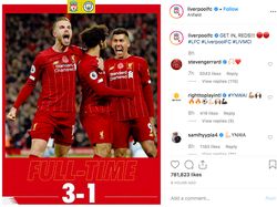 Euforia Pemain Liverpool Rayakan Kemenangan di Instagram