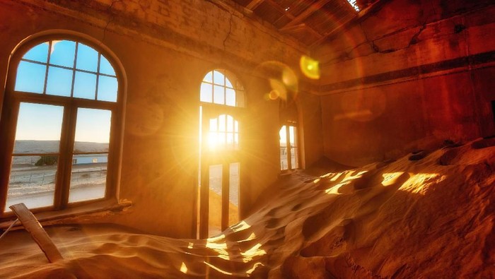Abandoned House Full of Sand in the Ghost Town of Kolmanskop, Namibia