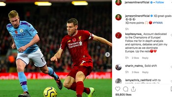 James Milner: 3 gol hebat, 3 poin. Foto: Instagram