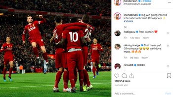 Jordan Henderson: Kemenangan besar sebelum break internasional. Foto: Instagram