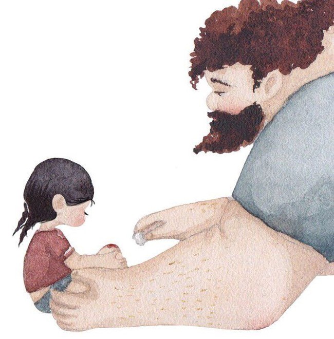 Saat si gadis kecil terluka, ayah akan jadi orang yang paling panik dan siap sedia datang menjadi pahlawan yang mengobati luka anak perempuannya. Foto: Instagram @vskafandre