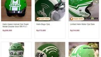 Untuk helm ojol harganya bervariasi mulai dari Rp 50.000 hingga Rp 217.000 tergantung variasi. Sementara untuk jaket ojol ditawarkan mulai Rp 90.000 hingga Rp 140.000. Ada juga toko yang menjual jaket ojol modif waterprof seharga Rp 149.000 hingga Rp 266.000.