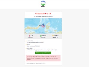 Gempa Susulan di Jailolo Malut, Kali Ini Magnitudo 5,9