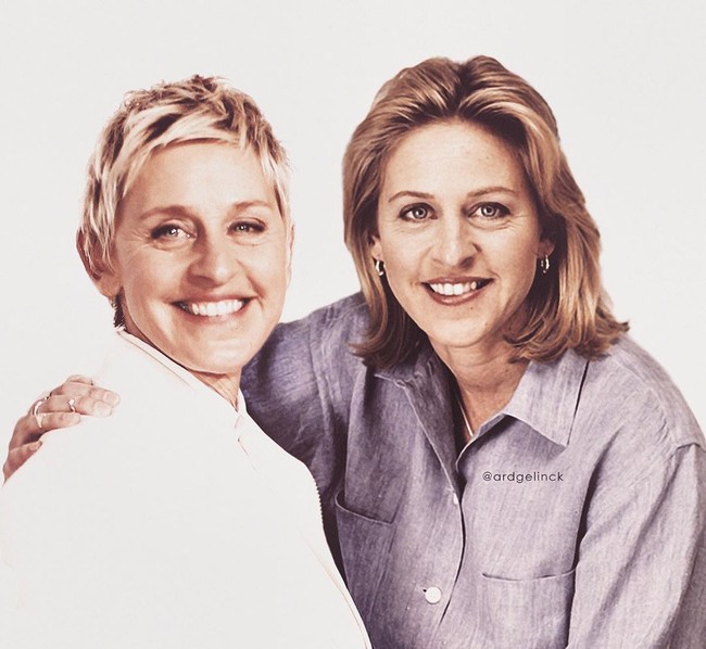 Perubahan gaya terlihat pada Ellen Degeneress yang dulu mencoba untuk tampil lebih feminin. Foto: Instagram @ardgelinck