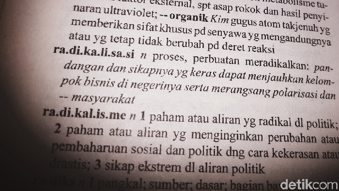 Ilustrasi: makna radikalisme, di KBBI V. (Danu Damarjati/detikcom)