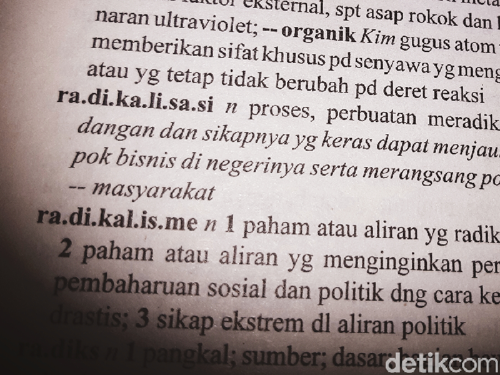 Ilustrasi: makna radikalisme, di KBBI V. (Danu Damarjati/detikcom)