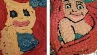 Ada yang lebih parah dengan kue bertema Ariel ini. Tampilannya justru seperti moster menyeramkan. Foto: Istimewa