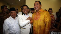 Presiden PKS Sohibul Iman menyambut Hutomo Mandala Putra (Tommy Soeharto).