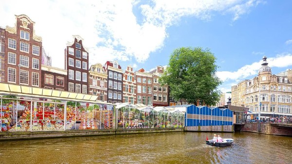 Sebenarnya, berjalan kaki di Kota Amsterdam, Belanda sudah cukup menyenangkan bagi wisatawan. Namun di sana juga ada satu lokasi yang cocok dikunjungi bagi traveler pecinta tanaman. Tempat itu adalah Bloemenmarkt atau pasar bunga terapung. Di sana traveler dapat melihat kios-kios transparan terapung di sepanjang tepi kanal Singel di antara Mint Square dan Koningsplein Square. iStock Sebenarnya, berjalan kaki di Kota Amsterdam, Belanda sudah cukup menyenangkan bagi wisatawan. Namun di sana juga ada satu lokasi yang cocok dikunjungi bagi traveler pecinta tanaman. Tempat itu adalah Bloemenmarkt atau pasar bunga terapung. Di sana traveler dapat melihat kios-kios transparan terapung di sepanjang tepi kanal Singel di antara Mint Square dan Koningsplein Square. iStock
