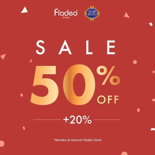 Anda yang butuh sepatu baru bisa mampir ke gerai Fladeo. Beragam pilihan alas kaki ditawarkan dengann potongan setengah harga selama bulan November. Adapun tambahan diskon 20% yang membuatnya semakin terjangkau. Foto: Twitter/Instagram