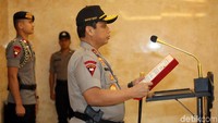 Kombes Polisi Yusri Yunus dilantik oleh Kapolda Metro Jaya Irjen Pol Gatot Eddy Pramono di Rupatama Gedung Promoter Polda Metro Jaya, Jakarta, Kamis (21/10/2019).