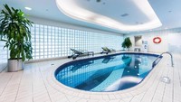 Seperti Bandara Changi, Bandara Internasional Dubai juga memiliki fasilitas kolam renang yang bisa digunakan penumpang. Hanya saja, kolam renangnya indoor dan lebih keren daripada punya Changi (Dubai International Airport)