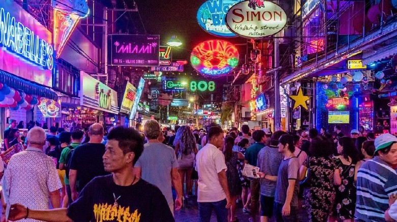 Pattaya Pattaya: This is Walking Street a famous red light district where many tourists come at night to visit clubs and bars on August 07, 2017 in Pattaya