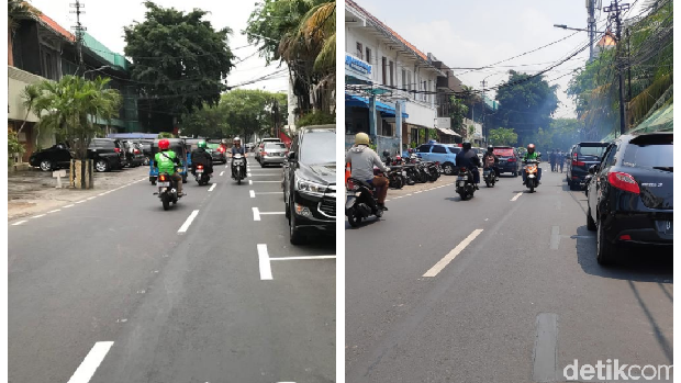 Before After Marka Parkir Serobot Jalan Dihapus (Rolando & Alfons/detikcom)