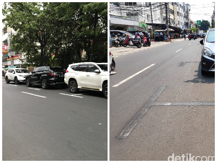 Before After Marka Parkir Serobot Jalan Dihapus (Rolando & Alfons/detikcom)