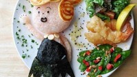 Bentuk karakter tersebut dibuat dari berbagai bahan makanan mulai dari nasi, telur, sayuran, hingga saus. Foto: Lee Samantha