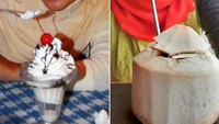 Wah, ini adalah perbedaan wajah Ayu Kartika Dewi dalam 10 tahun. Kedua foto selalu ditemani dengan minuman segar ya? es krim dan es kelapa. Foto: Instagram @ayukartikadewi