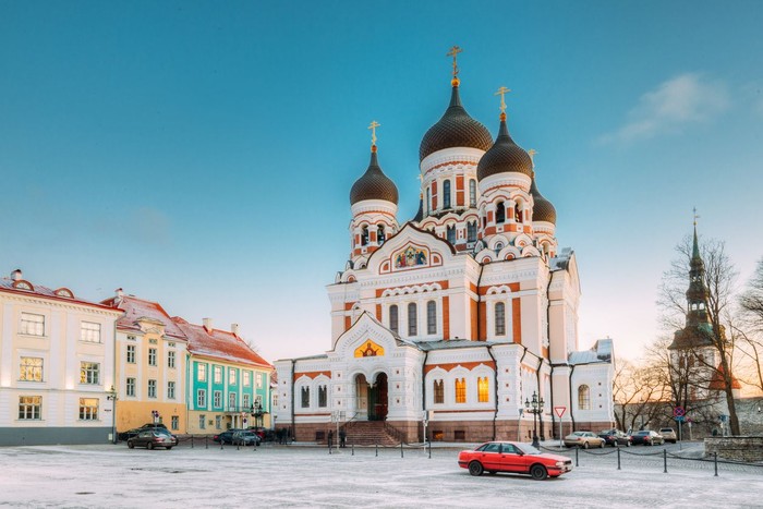 Tallinn, Estonia. Morning View Of Alexander Nevsky Cathedral. Famous Orthodox Cathedral Is Tallinns Largest And Grandest Orthodox Cupola Cathedral. Popular Landmark. UNESCO World Heritage Site
