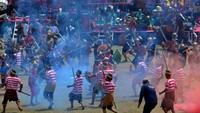 Begini suasana saaat drama kolosal Mojopahit babagan I berlangsung.