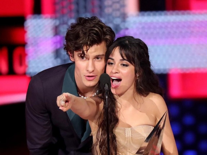 Shawn Mendes dan Camila Cabello LOS ANGELES, CALIFORNIA - NOVEMBER 24: (L-R) Shawn Mendes and Camila Cabello perform onstage during the 2019 American Music Awards at Microsoft Theater on November 24, 2019 in Los Angeles, California. (Photo by Kevin Winter/Getty Images for dcp)
