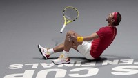 Rafael Nadal menjadi penentu Spanyol mengalahkan Kanada pada partai final turnamen Piala Davis 2019, Minggu (24/11/2019) atau Senin dini hari WIB. AP Photo/Bernat Armangue.