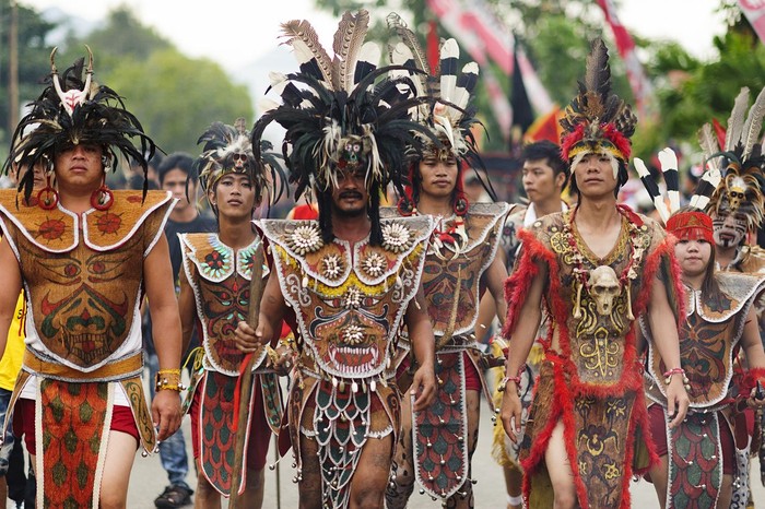 West Kalimantan, Indonesia-February 22, 2013 : Dayak of Kalimantan. An Extra ordinary performance and ritual during Chap Go Meh @ Cap Gomeh celebration in Singkawang, West Kalimantan province. This celebration is highlighted with the parade of the ancient of Tatung.