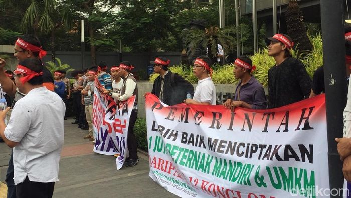 Demo peternak ayam/Foto: Vadhia Lidyana/detikcom Demo peternak ayam/Foto: Vadhia Lidyana/detikcom