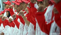 Para kontingan atlet ini pun terlihat sangat bersemangat.