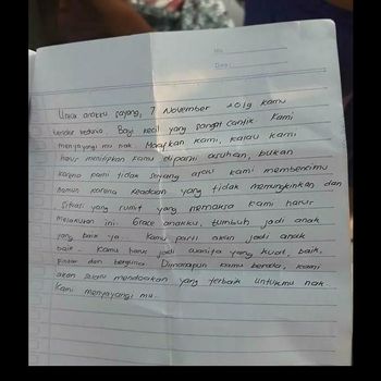 Ini Surat Wasiat Menyayat Hati dari Orang Tua Bayi yang Dibuang di Bekasi