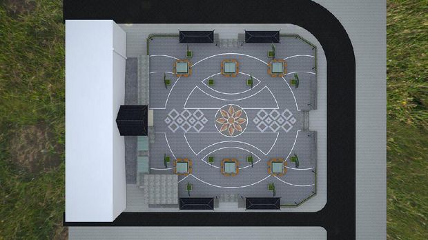 Desain Pasar Klewer sisi timur yang beratap ruang terbuka.