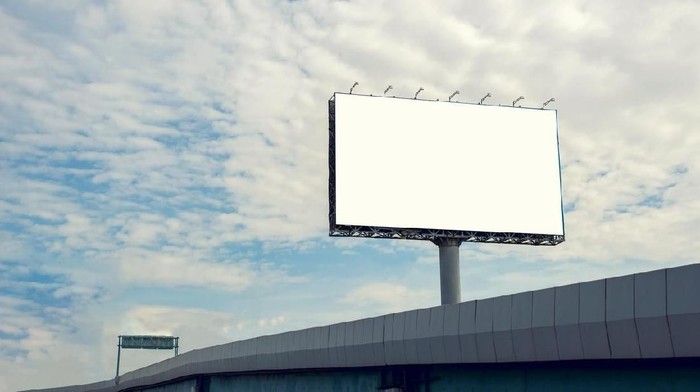 Blank Billboard with blue sky for outdoor advertising poster