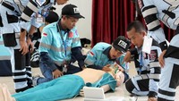 Beginilah salah satu simulasi yang diberikan sebagai bahan untuk antisipasi keselamatan dan kesehatan kerja. Foto: dok. CFRC