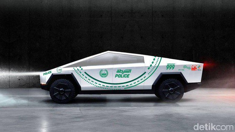 Foto render Cybertruck jadi armada polisi Dubai Foto: Twitter/PoliceDubaiHQ