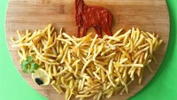 Kentang goreng ini dilengkapi saus yang dihias menjadi rusa dan burung yang sedang terbang. Foto: Instagram @demealprepper