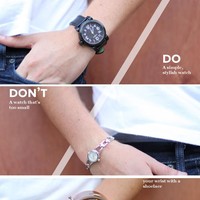 Pakailah barang-barang yang sesuai dengan fungsi dan tujuannya. Jika kamu pria, maka pakailah jam pria. Jangan coba-coba pakai jam wanita apalagi jam weker yang seharusnya ada di kamarmu. Kreatif sih tapi.. Foto: dok. jessicasaia