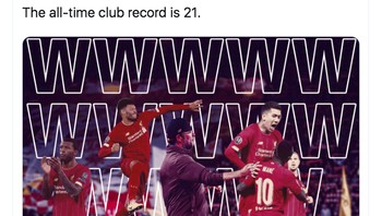 Klopp telah memenangkan 14 pertandingan kandang Liverpool. Foto: istimewa