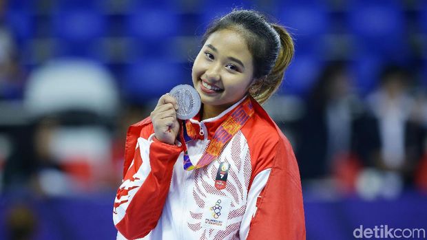 Rifda Irfanaluthfi saat beraksi di SEA GAmes 2019.