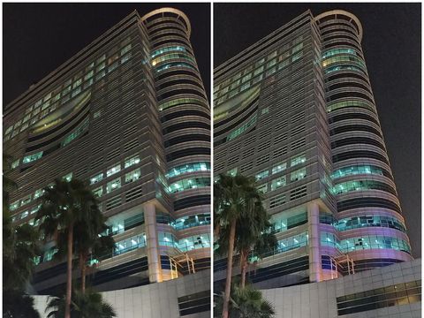 Mode default (kiri) dan Night Mode (kanan)