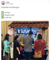 Lagi! Netizen Heboh Gubukan Kondangan Berupa Sushi Tei