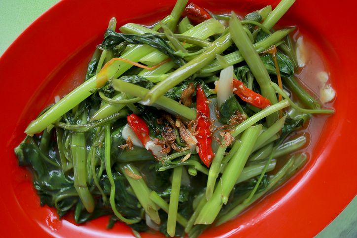 Delicious Cah Kangkung, Delicious stir fried water spinach or kale. Indonesian food