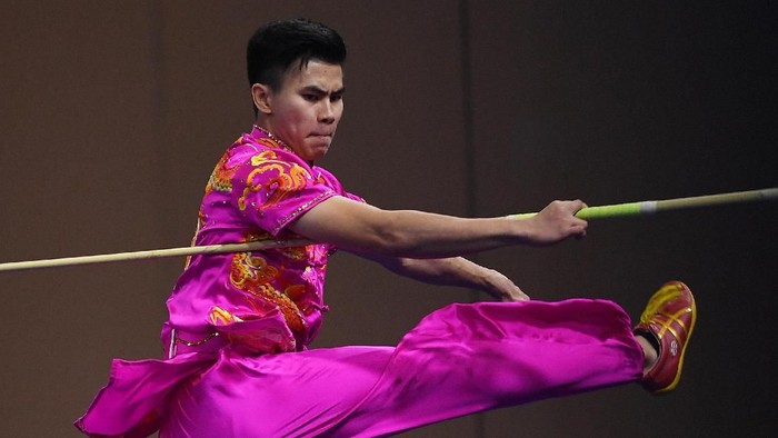 Edgar Xavier Marvelo Gondol Emas Nomor Wushu Gunshu di SEA Games 2019. (Foto: Antara Foto) Edgar Xavier Marvelo Gondol Emas Nomor Wushu Gunshu di SEA Games 2019. (Foto: Antara Foto)