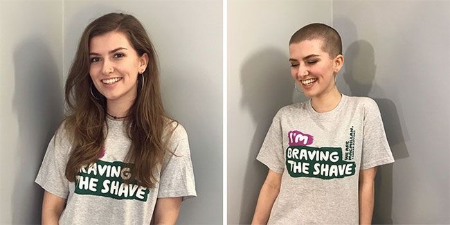 Eleanor Wolz mencukur rambutnya sampai botak pada Februari 2018. Saat mem-posting foto ini di Instagram, ia mengaku justru merasa aneh ketika melihat kembali penampilannya yang masih berambut panjang sebelum dicukur. Foto: Dok. Boredpanda, Instagram, Reddit