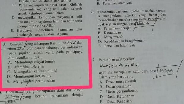 Muncul 'Khilafah' Dalam Soal Ujian MA, LBH NU Kediri Protes