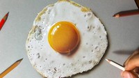 Kata Marcello, lukisan telur mata sapi ini adalah salah satu favoritnya. Terlihat  tampilannya sangat menggoda ya meski hanya di atas sebuah kertas! Foto: Marcello Barenghi
